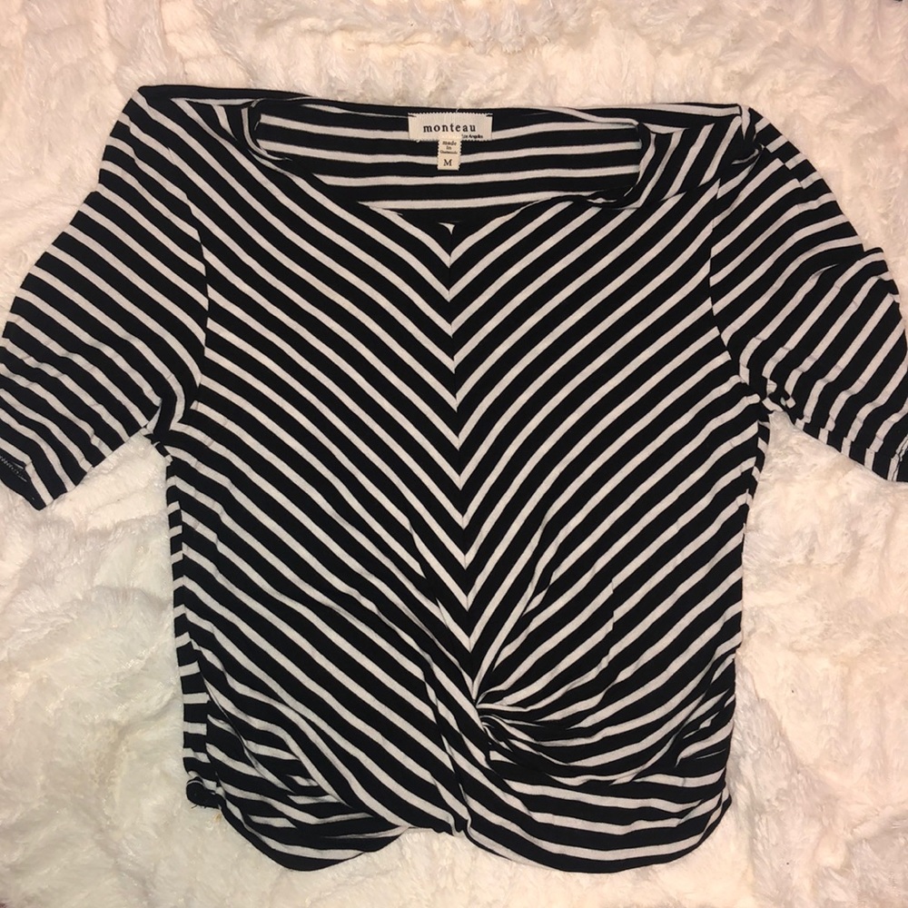 Black and white striped crop top